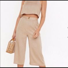 Questions? Leave A Comment Below! Beige Cropped Bottoms For Summer, Leave A Comment, Linen Blend, Pant Jumpsuit, Size 2, Pants For Women, Cream, Tags, Pants