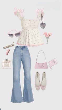 #outfit #coquette #bow #flowers #cute #girly #lanadelray #shoes #bag #camera #heart Thx Giving Outfits, Cute Outfits Dollete, Couqutte Dress Ideas, Cute Aesthetic Pink Outfits, Retro Coquette Outfits, Croquettes Aesthetic Outfits, Conquete Clothes, Cute Outfits To Recreate