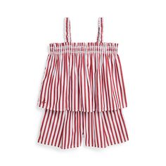 An embroidered anchor adds nautical-inspired style to this striped set which is made with cotton poplin that’s washed for added comfort. Striped Set, Cotton Poplin Top, One Piece & Sets, Swim Cover Up Dress, Poplin Top, Swim Coverup, Nautical Fashion, Girls Clothing Sets, Cute Simple Outfits