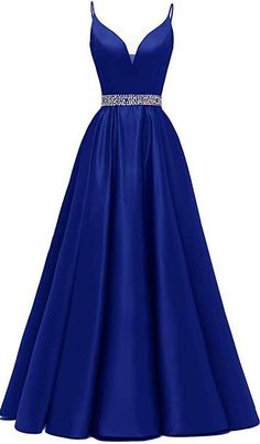 A-line Royal Blue Prom Dresses Royal Blue Satin Prom Dress, Prom Dress Satin, Evening Gowns Online, डिजाइनर कपड़े, Royal Blue Prom Dresses, Spaghetti Strap Prom Dress, Beaded Prom Dress, Prom Dress Inspiration, Cute Prom Dresses