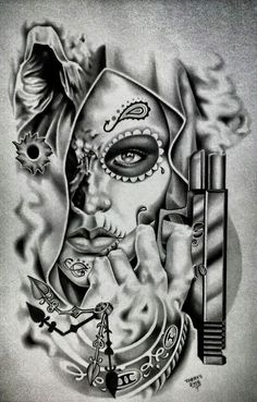 Más                                                                                                                                                                                 Más Tattoo Crane, Art Chicano, Mexican Tattoo, Catrina Tattoo, Skull Girl Tattoo, Gangsta Tattoos, Lowrider Art, Chicano Tattoos, Chicano Tattoo