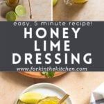 honey lime dressing recipe on a white plate