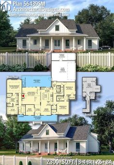 two story house plan with 3 car garage and attached living room, laundry room and kitchen