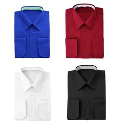 Men's Dress Shirt Long-sleeves, button down Fitted Cut Poly Cotton blend French convertible cuffs Chest Pocket Available from S - 4XL Easy care Collar (inches) / Sleeve Length (inches) Suit For Men, Three Piece Suit, Formal Style, Three Piece, Mens Shirt Dress, Dress Shirts, Wedding Suits, Mens Suits, Chest Pocket