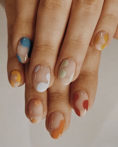 Short Nail Design Inspiration, Nude Nail With Design, Neutral But Fun Nails, Granola Nail Designs, Neutral Summer Nail Designs, Short Almond Nails Tortoise, Patterned Nails, Short Almond Nail Art, Short Nail Gel Designs