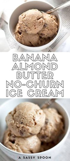 banana almond butter no - churn ice cream in a bowl