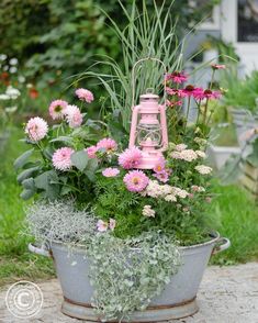 a potted planter filled with lots of flowers