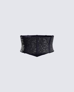 Snatched to the gods 😌 This black sequin corset top is the perfect finishing touch to any fit that you want to elevate. Made from a sequin fabric, and complete with boning and a center back zipper 🖤 Sequin Corset Top, Sequin Corset, White Corset Dress, Yellow Mini Dress, Rhinestone Top, Mesh Maxi Dress, White Corset, Sequin Mini Skirts, Satin Maxi