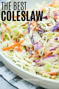 the best coleslaw is in a white bowl