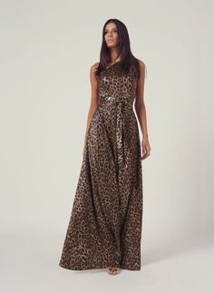 One Shoulder Evening Dress, Dark Color Palette, Drape Maxi Dress, Dress Leopard, Animal Print Fabric, Asymmetric Dress, Melissa Odabash, Shop The Look, Floor Length Dresses