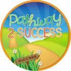 the logo for pathway 2 success is shown in this circular sticker with grass and flowers