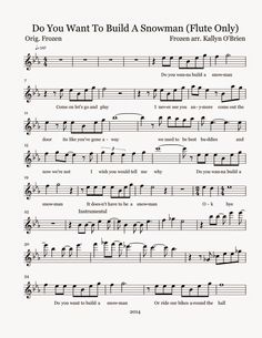 sheet music with the words do you want to build a snowman flute only?