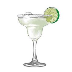 a drawing of a margarita drink with a lime slice