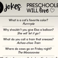 Stephanie | Homeschooler on Instagram: "These jokes are going to have your kids rolling. 

Jokes are such a  fun and special way to bond with your kids.

Let them know you have a sense of humor too and have some laughs together with these fun jokes. 

Share these with a friend 🥳

#jokes #kidshumor #jokesforkids #familyconnections" Jokes Kids, Kid Jokes, Kids Jokes, Kids Questions, Fun Jokes, Friend Jokes, Women Jokes, Preschool Songs, Fun Games For Kids