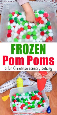 the frozen pom poms are an easy and fun activity for toddlers to play with