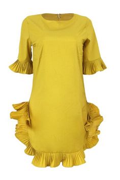 Lovely Sweet Ruffle Design Yellow Blending Mini Dress_Dresses_LovelyWholesale | Wholesale Shoes,Wholesale Clothing, Cheap Clothes,Cheap Shoes Online. - LovelyWholesale.com Peasant Style Dress, Bohemian Summer Dresses, Fitted Tunic, Ruffle Design, Boring Clothes, Lace Dress Long, Plus Size Swimsuits, Long Sleeve Lace Dress, Ruffled Maxi Dress