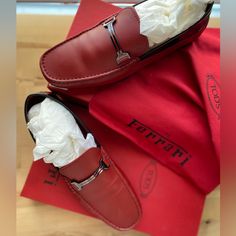 Worn Once. In Very Good Condition. Red Loafers, Ferrari Red, Tods Shoes, Slip Ons, Loafer Shoes, Ferrari, Men's Shoes, Loafers, Slip On