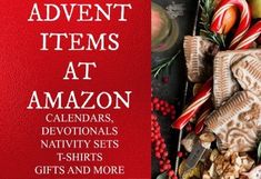 an assortment of christmas themed items on a red background with the words, holiday gift ideas and more