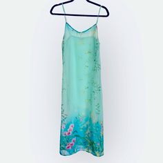 Never Worn Vintage From Late 90s/Early 00s Adjustable Straps Bought In Rome Pit To Pit 32" Length About 48" Questions? Leave A Comment Below! Casual Summer Nightgown With Floral Print, Green Summer Nightgown, Summer Floral Print Nightgown, Green Sleeveless Summer Nightgown, Blue Spring Vacation Nightgown, Spring Vacation Nightgown With Floral Print, Floral Print Nightgown For Spring Vacation, Blue Sleeveless Vacation Nightgown, Blue Slip Dress For Spring Vacation