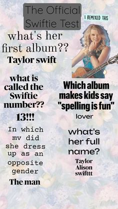 the official switte test for taylor swift's album, which features an image of taylor