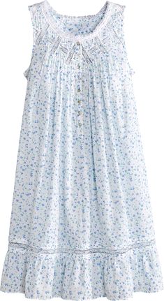 This enchanting nightgown by Eileen West is inspired by the simple beauty of a moonlit night. Featherweight cotton lawn is adorned with latticework floral lace, pintucking, and shell buttons — and is trimmed with lace interwoven with satin ribbon. The gown is generously cut with a full sweep for a relaxed fit and soft silhouette. Made for us by Eileen West Shorter version of one of our most popular Eileen West nightgowns Detailed with lace interwoven with satin ribbon, pintucking, shell buttons, Wedding Nightgown, Cotton Night Dress, Moonlight Sonata, Vermont Country Store, Eileen West, Moonlit Night, Cotton Nightgown, Mode Abaya, Wardrobe Planning