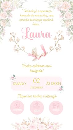 a wedding card with flowers and birds on the front, in pinks and greens