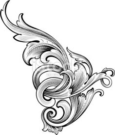 an ornate design with swirls and waves