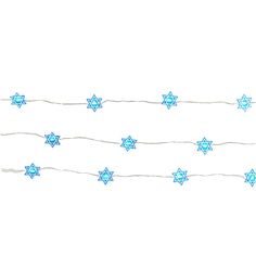 blue star string lights on white background