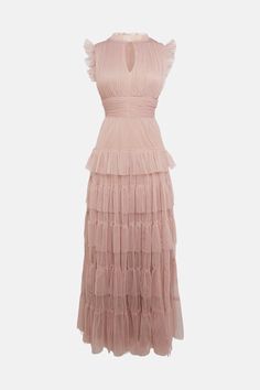 Tulle Tiered Frill Sleeve Maxi Dress Dresses Tulle, Tulle Bridesmaid Dress, Frill Sleeves, Sleeve Maxi Dress, Long Bridesmaid Dresses, Maxi Dress With Sleeves, Wedding Bridesmaids, Tulle Dress, Quick Delivery