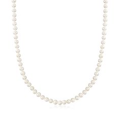 Ross-Simons - 4-4.5mm Cultured Pearl Necklace in 14kt Yellow Gold. 14". RS Pure. Simple, modern, elegant ? and perfect for every look, every day. Complete your layers with a gleaming parade of pretty pearls! This dainty necklace features 4-4.5mm cultured freshwater pearls in a classic strand that finishes with a 14kt yellow gold springring clasp. White pearl necklace. Pearl birthstones are the perfect gift for June birthdays. Diamond Star Necklace, White Topaz Earrings, Pearl Birthstone, Front Back Earrings, Mermaid Pendant, Fine Jewelery, White Pearl Necklace, Cultured Pearl Necklace, Yellow Gold Jewelry