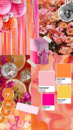 an assortment of color swatches with oranges and pinks