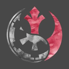 the symbol for star wars is painted in watercolor on black and red paper with white ink