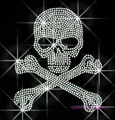 the skull and crossbones are made up of small white dots on a black background