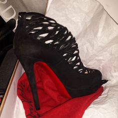 Bought A Few Years Ago From Nordstrom. Bottoms Have Been Redone. These Are Suede. Can Come With Box But It’s Beat Up From Moving Around. I Have A Dust Bag That Fits Both Shoes. One Zipper Tab Is Broken On One Bootie But Zipper Is Fully Functional. Evening Lace-up Heels With Red Sole, Designer Lace-up Heels For Night Out, Shoes Louboutin, High Fashion Outfits, Louboutin Shoes, Christian Louboutin Shoes, Bootie, High Fashion, Bootie Boots