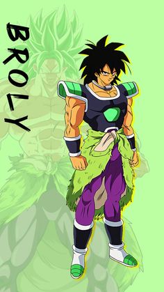 an image of a cartoon character with the words broly on it's chest