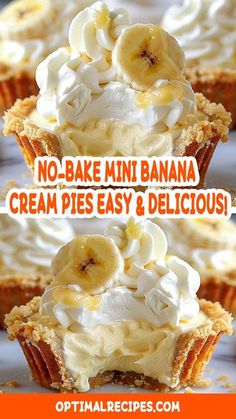 there are two pictures of banana cream pies