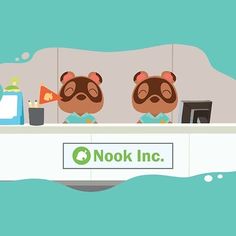 two brown bears sitting at a desk with nook inc's logo on it