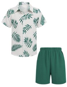 PRICES MAY VARY. HIGH QUALITY FABRIC : Boys Hawaiian shorts set were made from lightweight, breathable materials to keep the little boy cool in the summer, no shrink. 2 PIECES OUTFITS : The little boy's Hawaiian outfit set includes a bright, vibrant aloha shirt featuring palm trees, and other tropical scenes, also includes a pair of shorts with an elastic waistband. VACATION STYLE : Boys Hawaiian shirt, loose fit, easy to wear, button-down short sleeve, shorts with two side pockets. Classic matc Boys Hawaiian Outfit, Button Down Shirt And Shorts, Boys Hawaiian Shirt, 2 Pieces Outfits, Pieces Outfits, Beach Clothes, Shorts Sets, 16 Birthday, Hawaiian Outfit