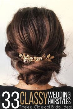 a woman is wearing a gold hair comb