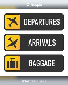 an airport sign with the words departures, arrivals and baggage