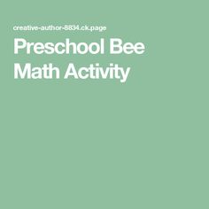 a green book cover with the words preschool bee math activity written in white on it