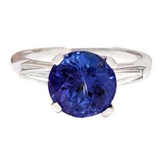 4.00 Carat Natural Tanzanite 14K Solid White Gold Diamond Ring - Fashion Strada Tanzanite Stone, Gold Diamond Ring, White Gold Diamond Rings, Natural Tanzanite, Gold Diamond Rings, Diamond Stone, Blue Stone, White Gold Diamonds, Stone Color