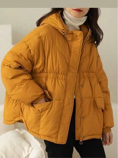 Yellow Winter Jacket, Yellow Coat Outfit Winter, Yellow Winter Outfits, Maxi Skirt Spring, Best Winter Jackets, Cotton Maxi Skirts, Winter Outwear, Puffy Coat, Outer Wear