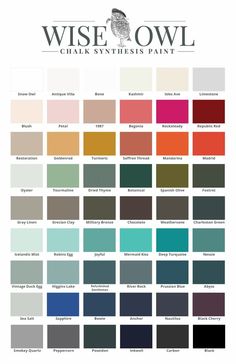 the color chart for wise owl chalk paint