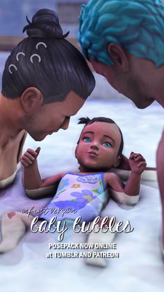 an animated image of two people and a baby