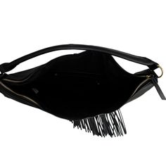 Women's Purse Black Soft Grain Vegan Faux Leather Hobo Shoulder Handbag Featuring Diagonal Fringe and Zipper Detail. Main Zipper Closure. Diagonal Zipper Compartment on Front and Small Diagonal Zipper Pocket on Back for Cell Phone. Burnished Metal Hardware. Detachable Adjustable Crossbody Strap Included. Top Strap measures 11" tall. Fringe measures 9" long. Head Chain, Memory Wire Bracelets, Bangle Bracelets With Charms, Stackable Bracelets, Purse Black, Wire Bracelet, Shoulder Handbag, Wood Earrings, Womens Purses