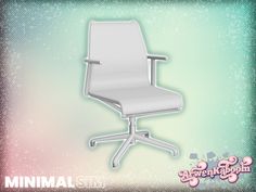 a white office chair sitting on top of a green and pink background with the words, minimal