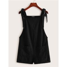 -Item Id 1125764 -Details: Knot, Pocket -Neckline: Straps -Style: Casual -Waist Line: Natural -Color: Black -Pattern Type: Plain -Type: Overall -Sleeve Length: Sleeveless -Length: Short -Fit Type: Regular Fit -Fabric: Non-Stretch -Material: Fabric -Composition: 75% Cotton, 25% Viscose -Care Instructions: Machine Wash Or Professional Dry Clean -Body: Unlined -Sheer: No **Open To Offers!!!** **Bundle To Save More** **30% Off Bundles Of 2 Or More Items!!** ***Orders Go Out Within 5-10 Business Days Ropa Upcycling, Flowy Wide Leg Pants, Linen Overalls, Lounge Pants Womens, Cozy Loungewear, Jumpsuit With Sleeves, Loungewear Shorts, Black Romper, Overall Shorts