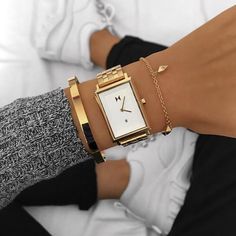 Charlie – MVMT Mvmt Watches, Swiss Army Watches, Invicta Watches, Gold Charm Bracelet, Gold Hands, Square Watch, Beautiful Watches, Fashion Mode, Watch Sale