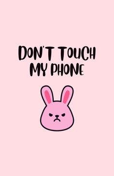 a pink bunny with the words don't touch my phone